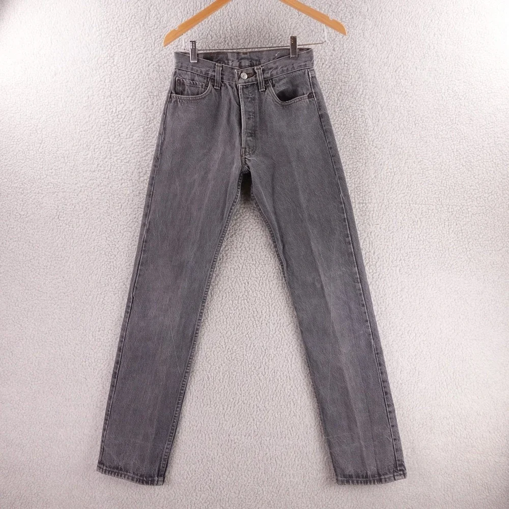 Vintage Levis 501 XX Mens Faded Black‎ Straight Leg Button Fly Denim Jeans 28x31